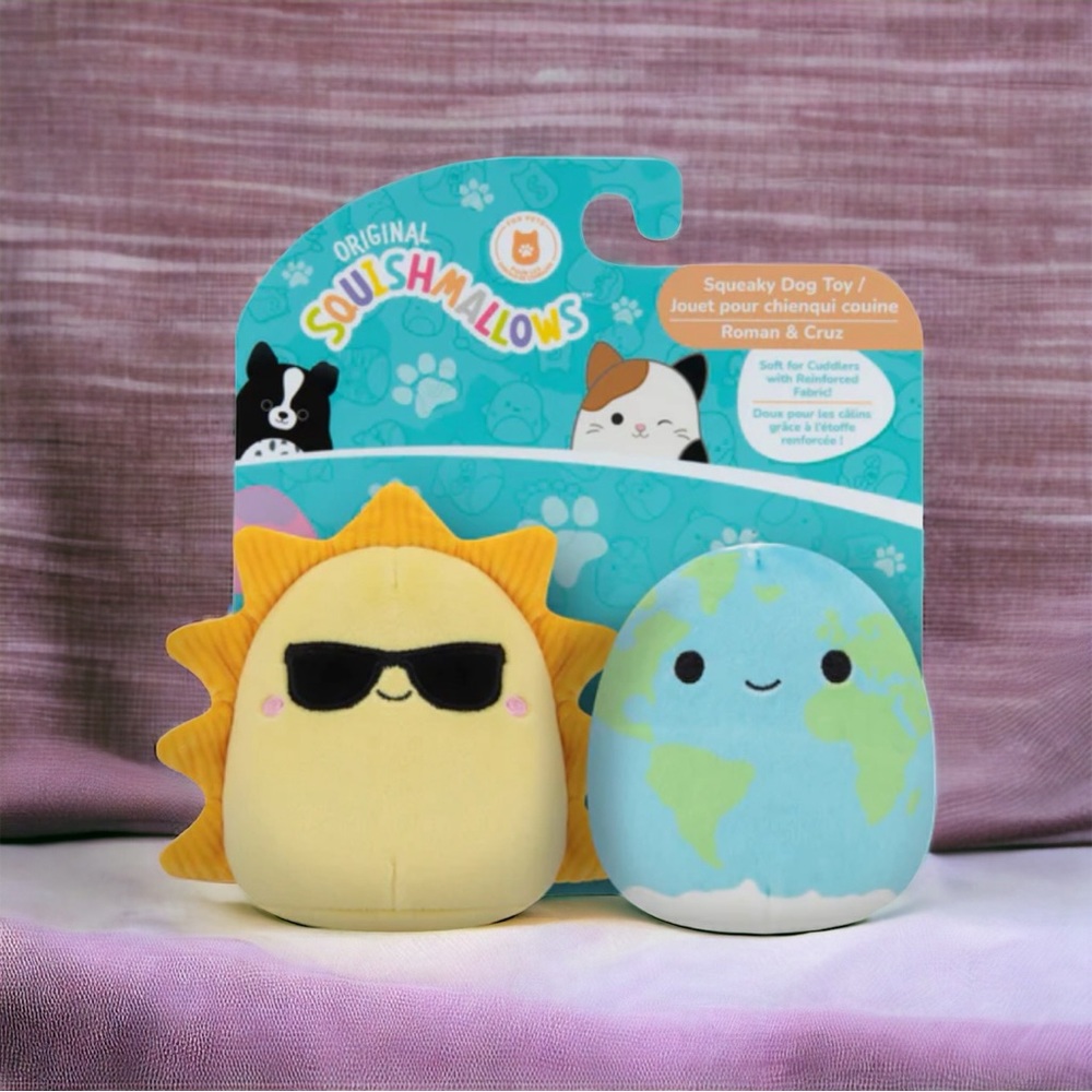 2-Pack Squeaky Plush Dog Toy (Solar - Roman & Cruz)